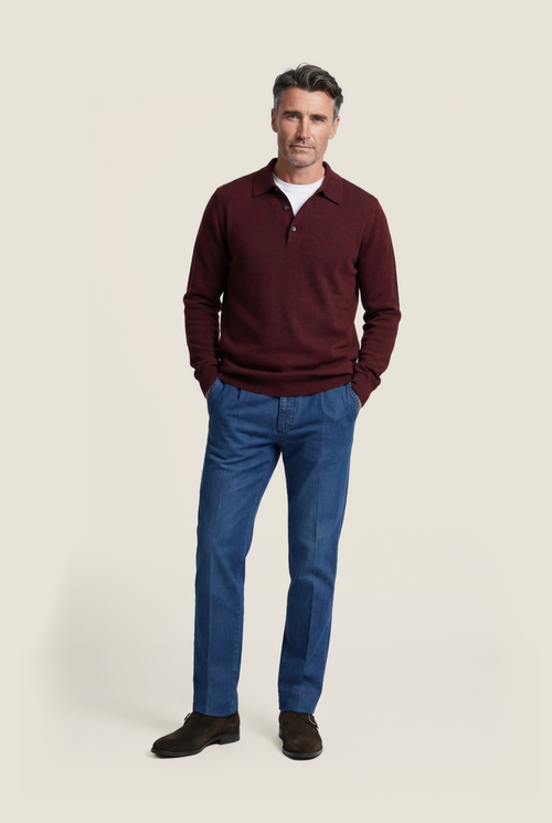 Pullover polo merino wol | Bordeaux