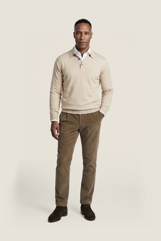 Polo-Pullover aus Merinowolle | Beige