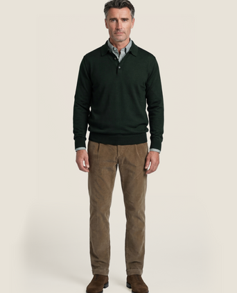 Pullover polo merino wol | Groen