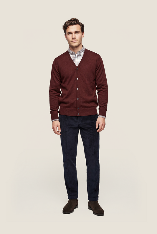 Button Vest fine Merino wool | Bordeaux