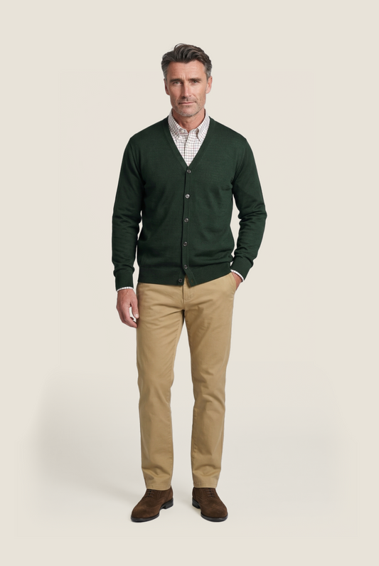 Button Vest fine Merino wool | Green