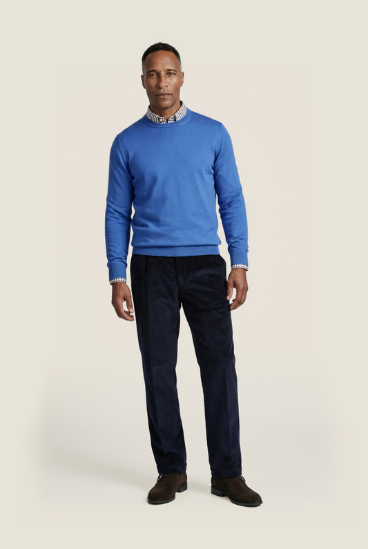 Merinowollpullover mit Rundhalsausschnitt | Blau