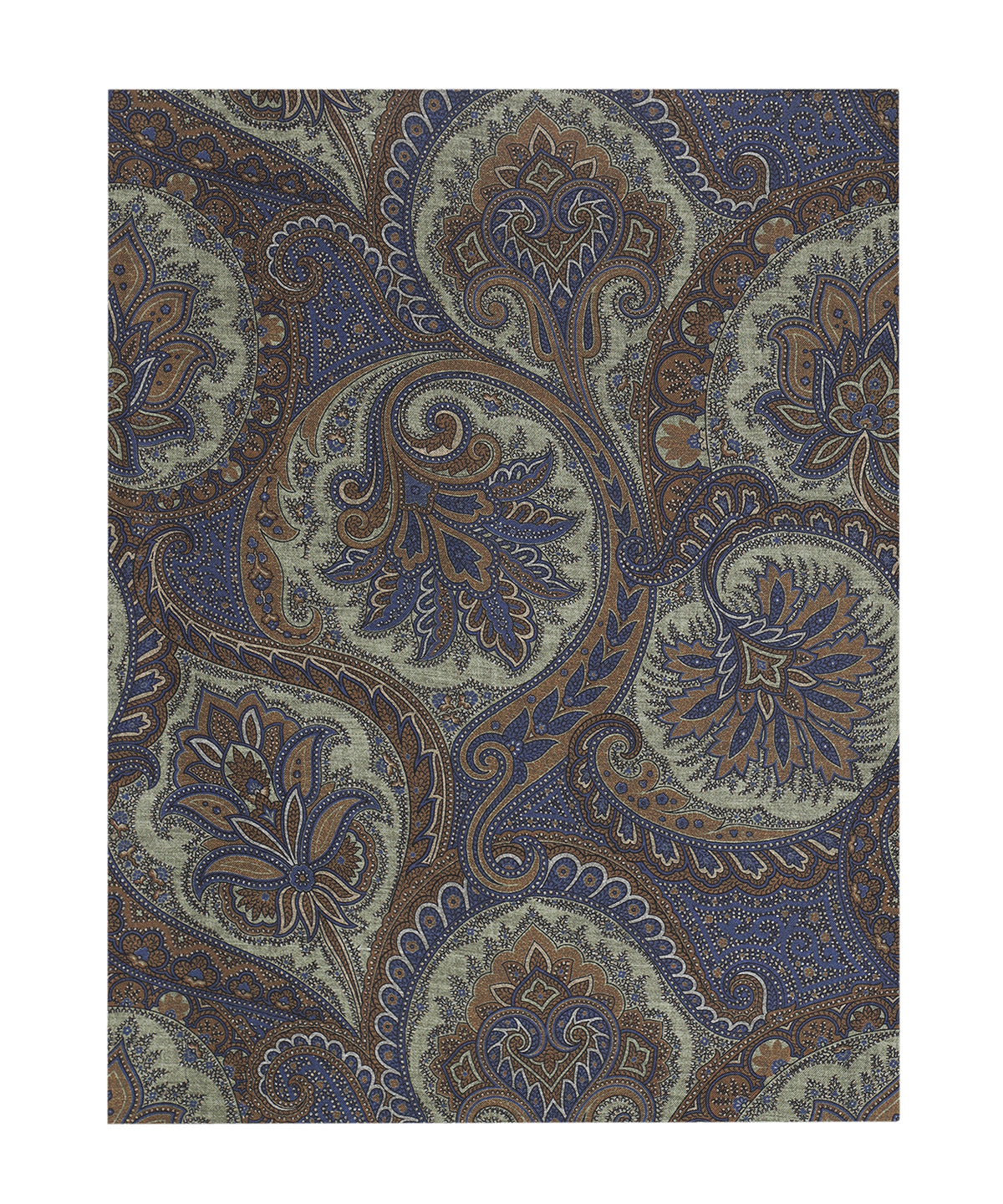 Zijden Wollen Sjaal | Blauw groen Pailsey Groot