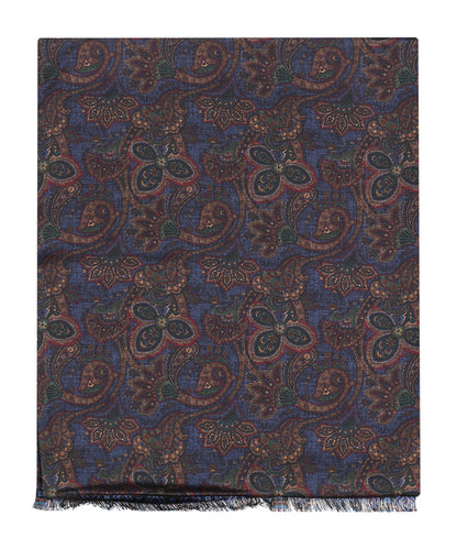 Zijden Sjaal | Blauw Paisley