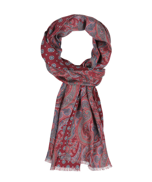 Zijden Sjaal | Framboos Paisley Print