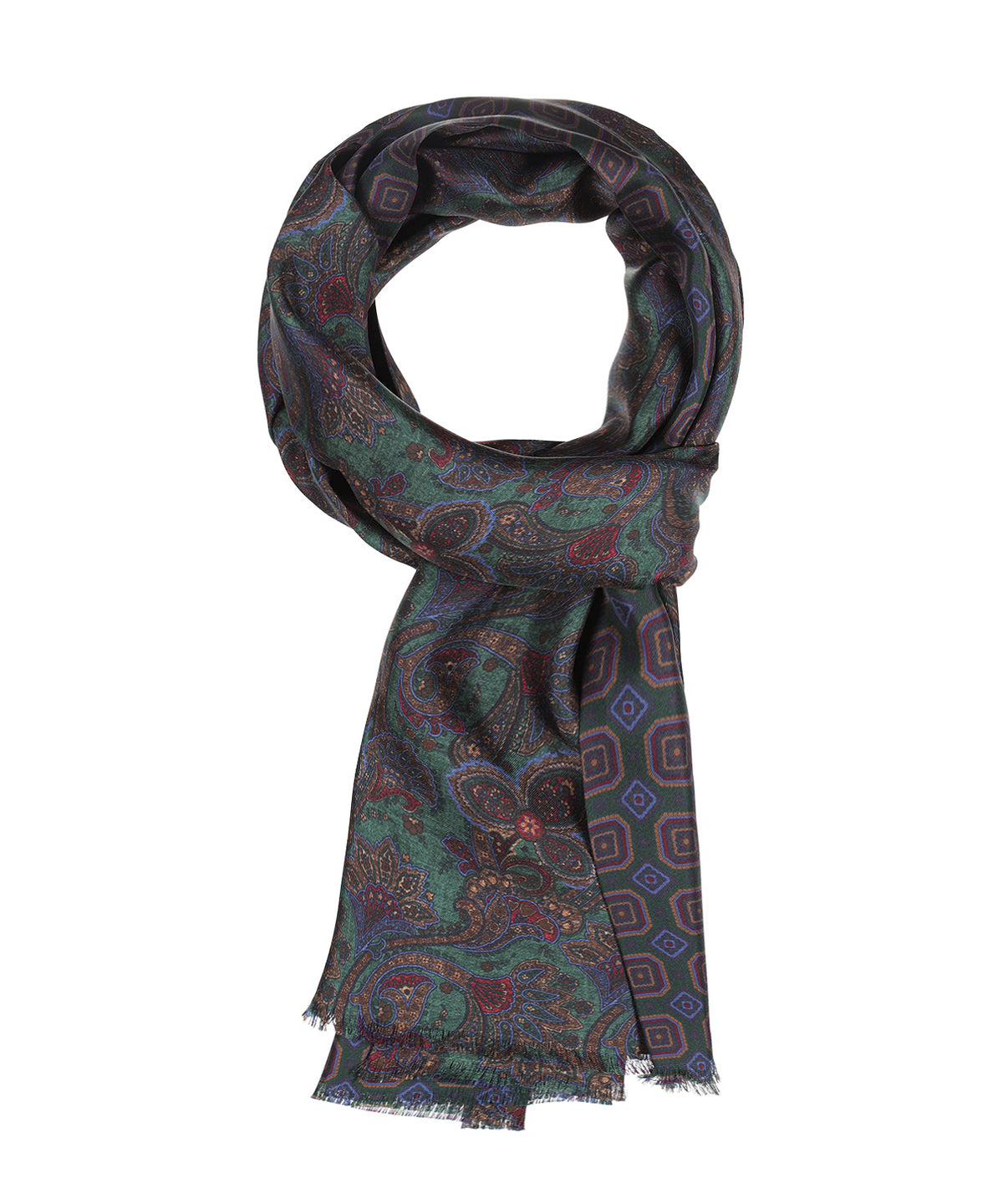 Zijden Sjaal | Groen Paisley