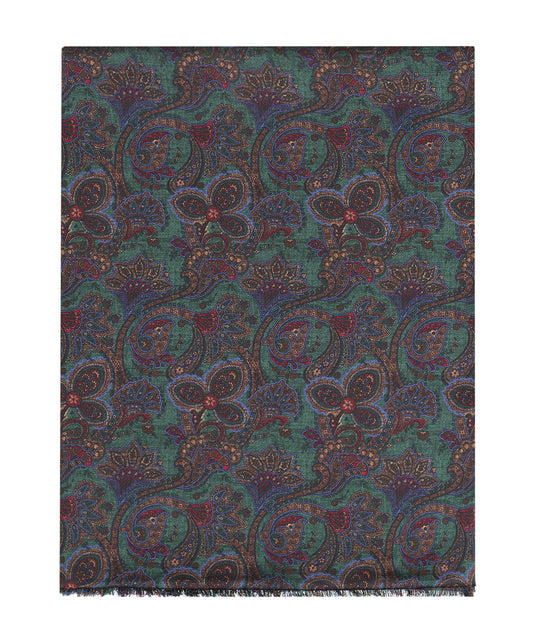 Zijden Sjaal | Groen Paisley