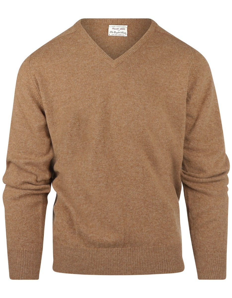 William Lockie V-Ausschnitt-Pullover aus Lammwolle | Driftwood