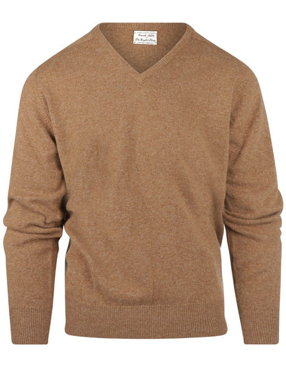 William Lockie V-Ausschnitt-Pullover aus Lammwolle | Driftwood