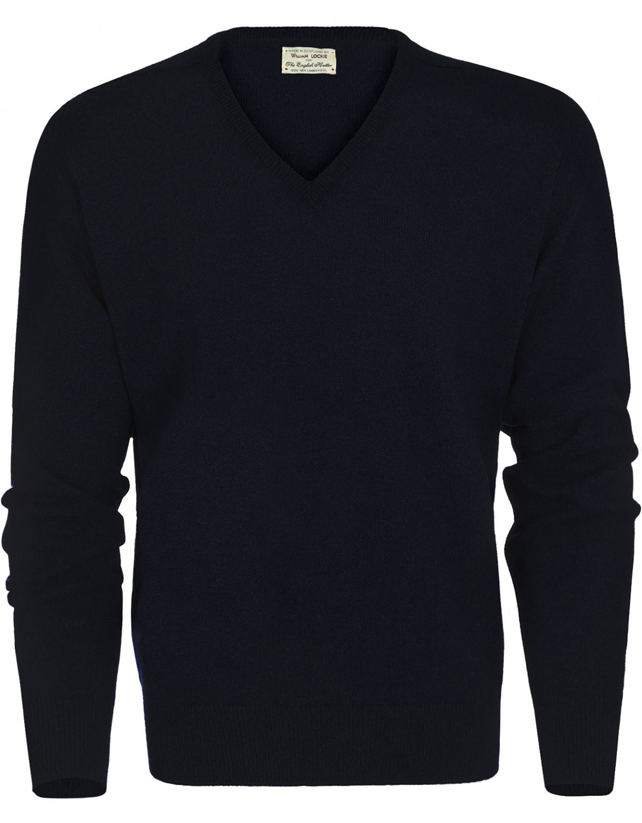 William Lockie V-Ausschnitt-Pullover aus Lammwolle | Marineblau