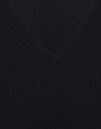 William Lockie V-Ausschnitt-Pullover aus Lammwolle | Marineblau