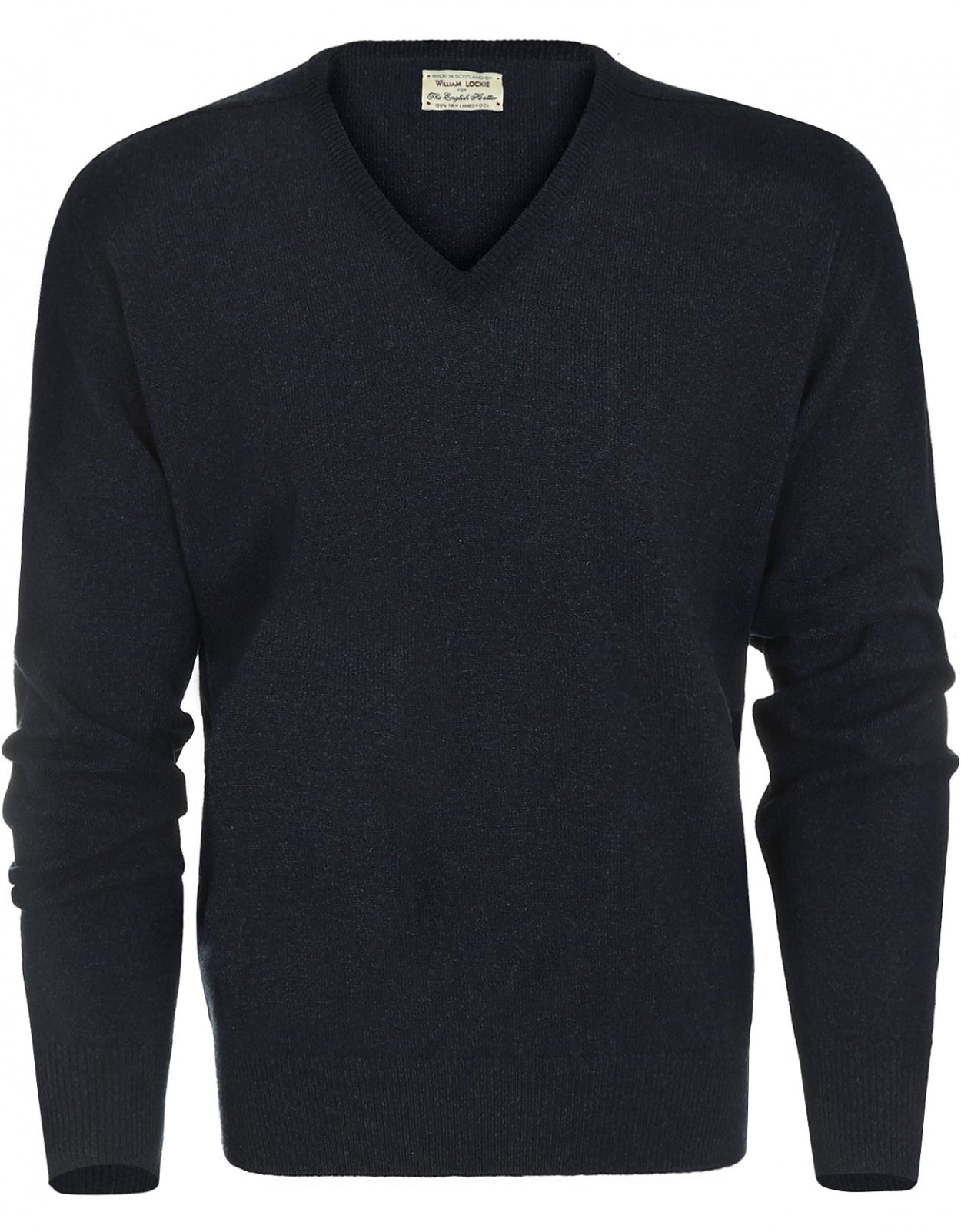 William Lockie V-Ausschnitt-Pullover aus Lammwolle | Oxfordblau