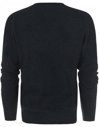 William Lockie V-Ausschnitt-Pullover aus Lammwolle | Oxfordblau
