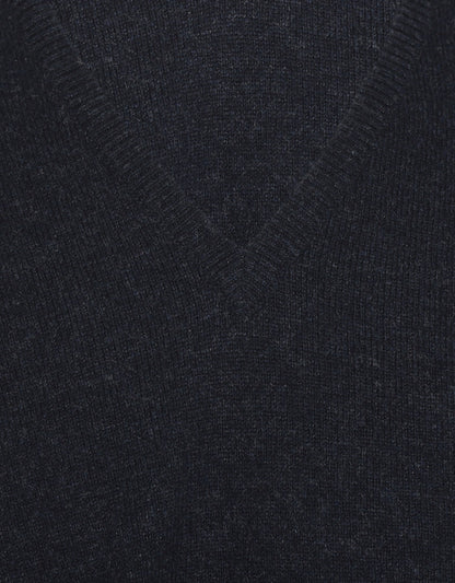 William Lockie V-Ausschnitt-Pullover aus Lammwolle | Oxfordblau