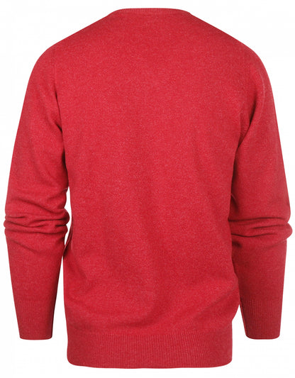 William Lockie V-Ausschnitt-Pullover aus Lammwolle | Mohnrot-Melange