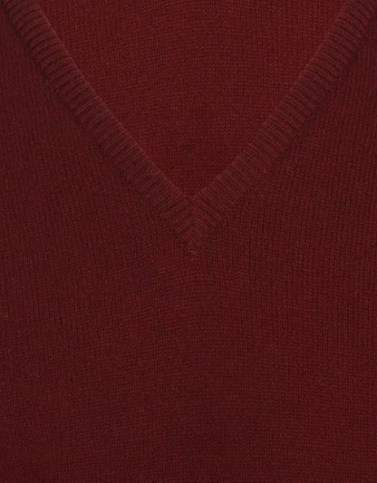 William Lockie V-Ausschnitt-Pullover aus Lammwolle | Bordeaux