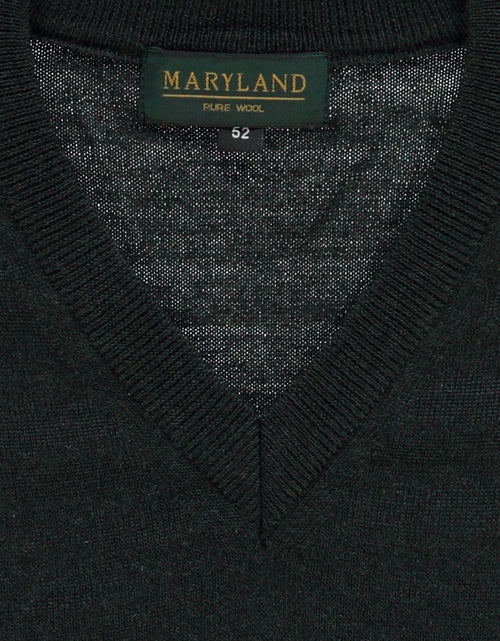 Pullover klassiek Merino wol v-hals | Donker Groen