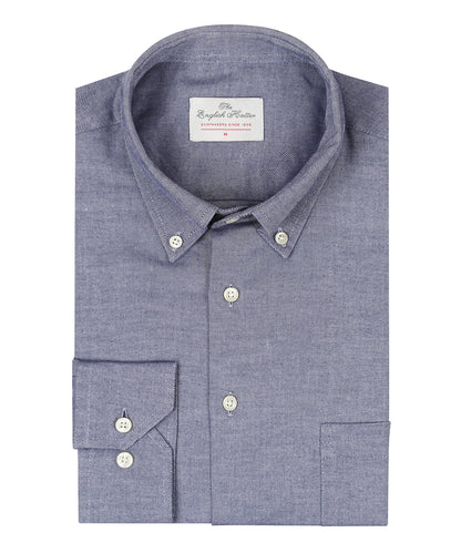 Brushed Cotton Shirt Button Down | Donkerblauw
