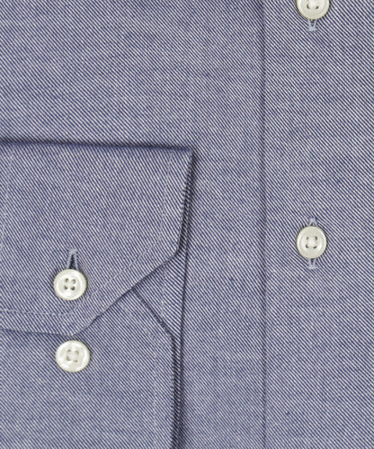 Brushed Cotton Shirt Button Down | Donkerblauw