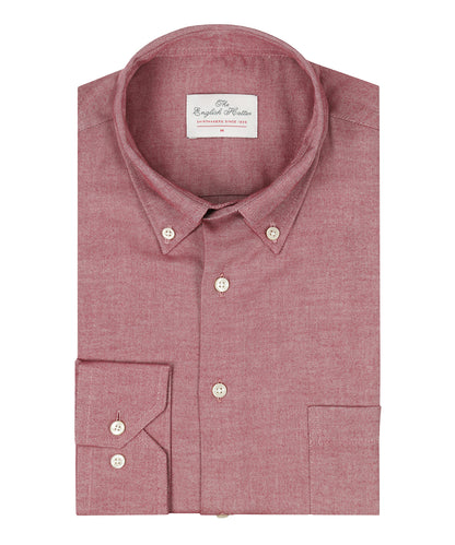 Brushed Cotton Shirt Button Down | Bordeaux Rood