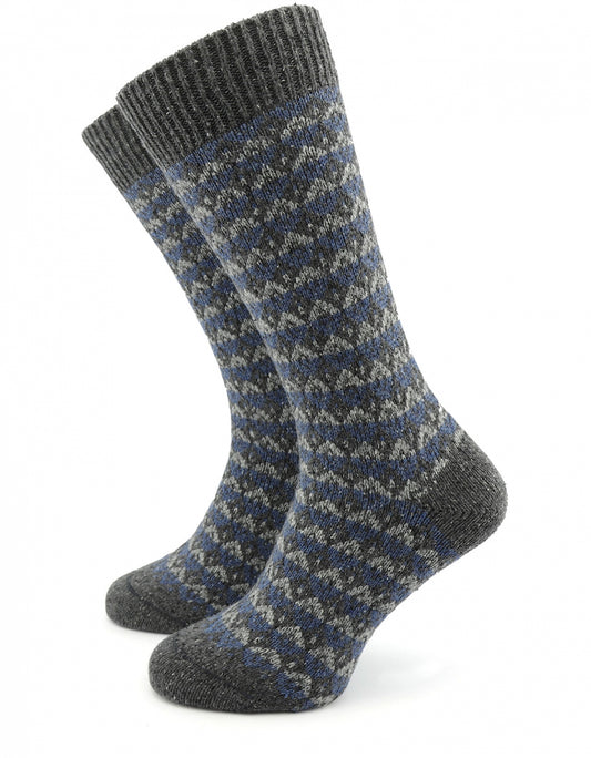 Pantherella wolmix sok | Donkergrijs/Lichtgrijs/Blauw design