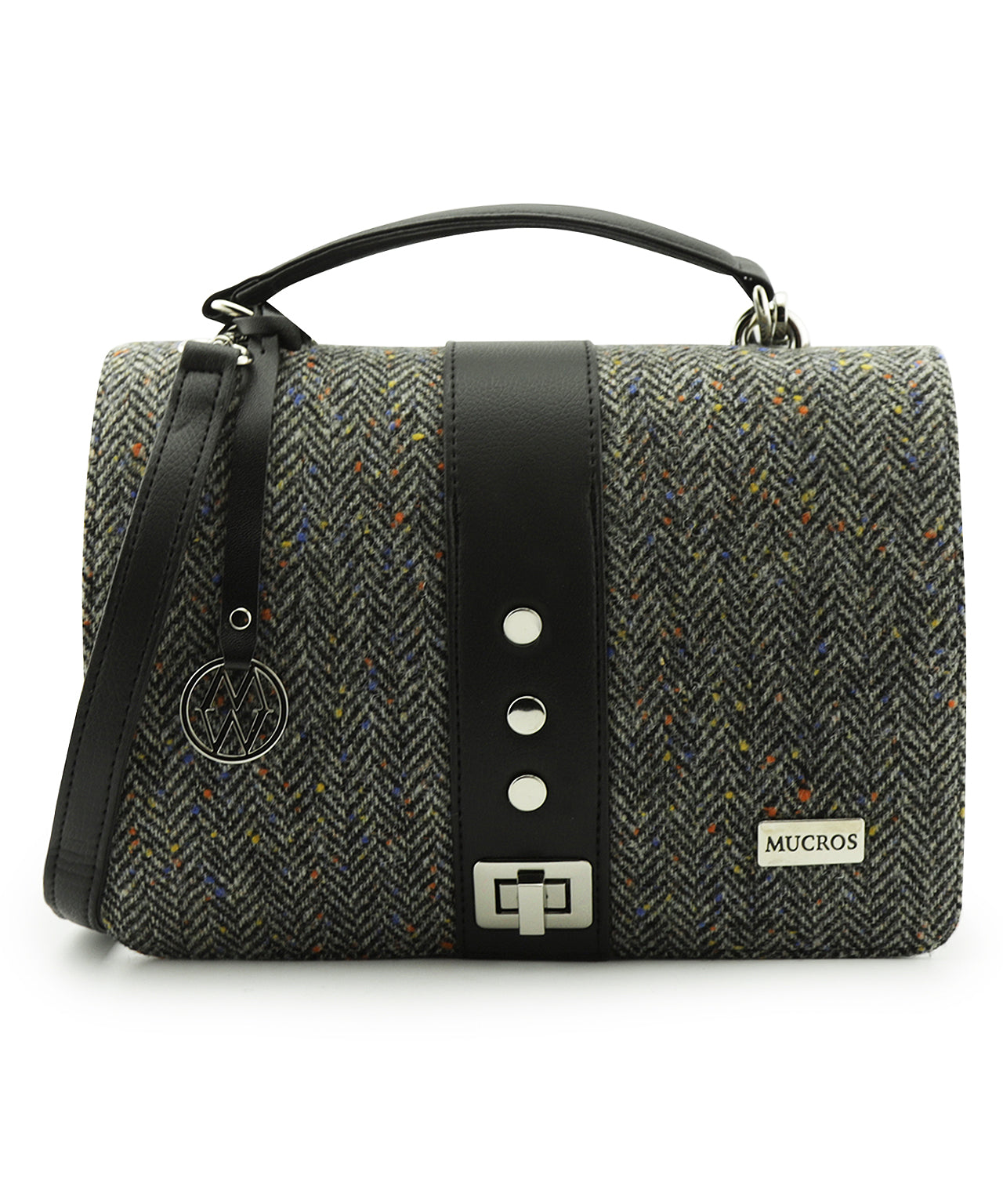 Tas Fiona | Zwart Grijs Visgraat