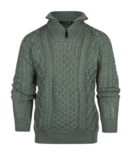 Aran Half Zip | Fern Marl