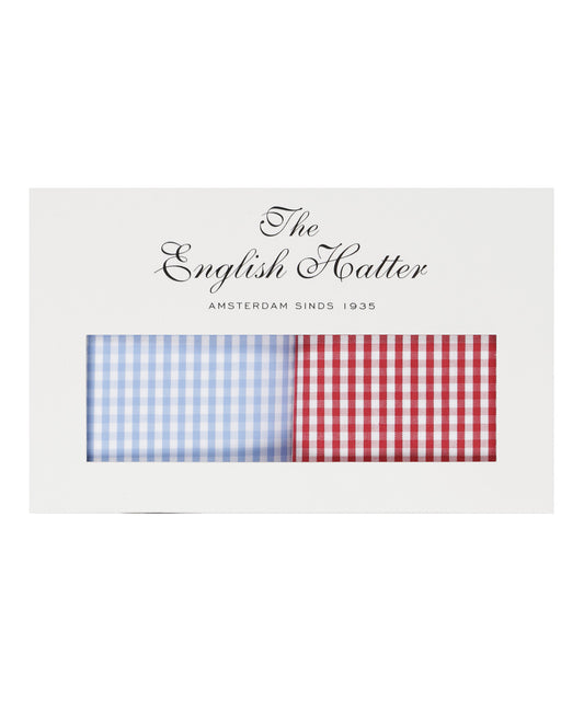 Zakdoek 2-Box | Licht Blauw Rood Ruit