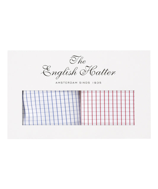 Zakdoek 2-Box | Kleine ruit Blauw/Rood