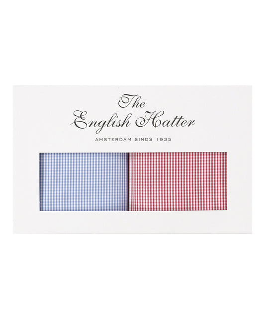 Zakdoek 2-Box | Micro ruit Lichtblauw/Rood
