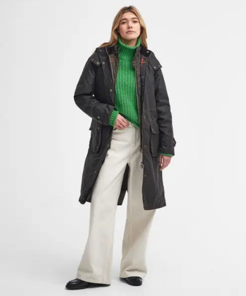 Barbour Long Cannich Wax Jacket Dames | Groen