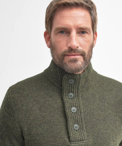 Pullover with zip and button closure | Green