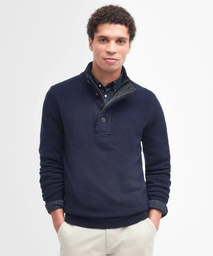 Pullover mit Reißverschluss und Knopfverschluss | Marineblau