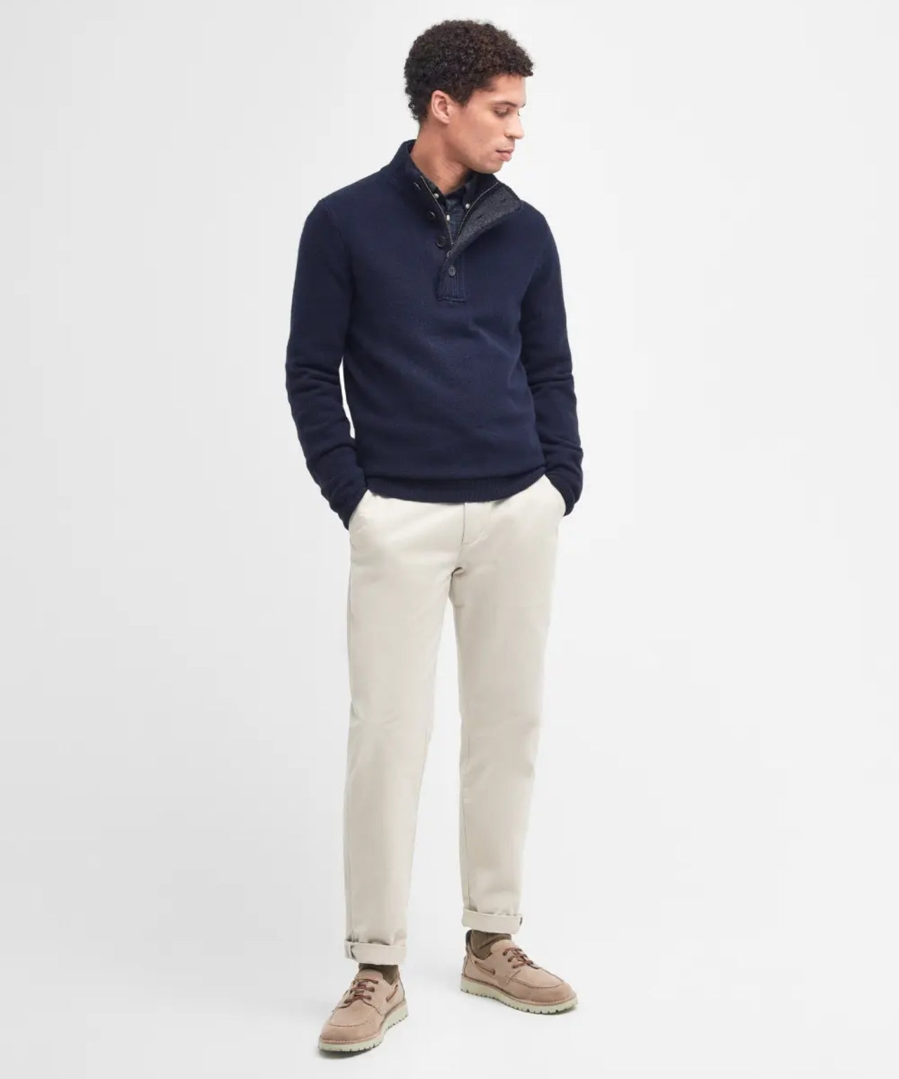 Pullover mit Reißverschluss und Knopfverschluss | Marineblau