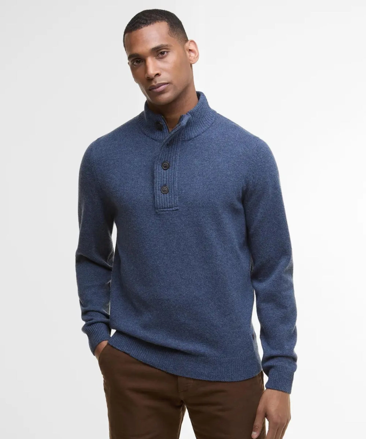 Pullover mit Reißverschluss und Knopfverschluss | Blau