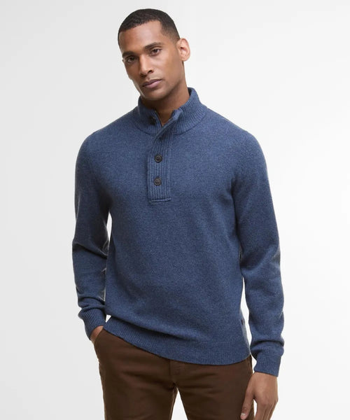 Pullover met rits en knoopsluiting | Blauw