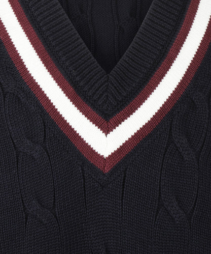 Cricket Slipover | Navy Ecru Red