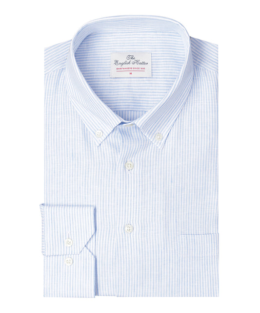 Linnen Shirt | Lichtblauw Streep