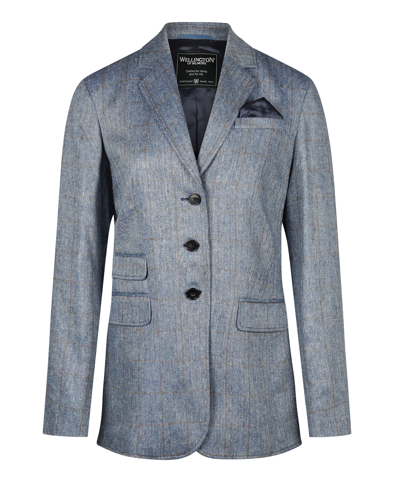 Zijden Colbert Dames | Blauw Grijs Ruit