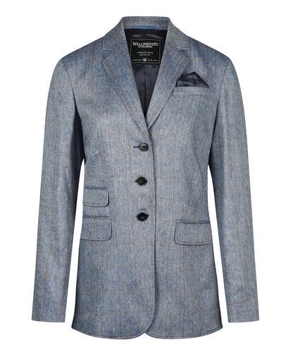Zijden Colbert Dames | Blauw Grijs Ruit