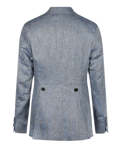 Zijden Colbert Dames | Blauw Grijs Ruit