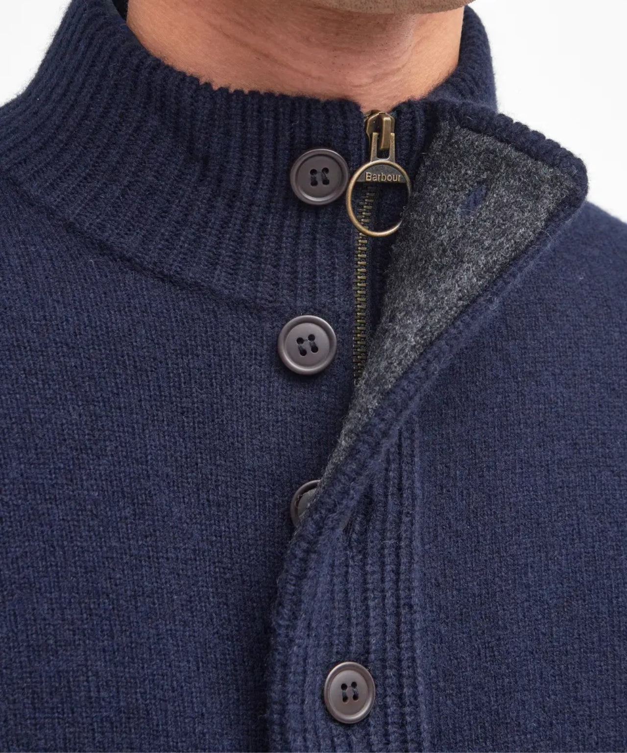 Pullover mit Reißverschluss und Knopfverschluss | Marineblau