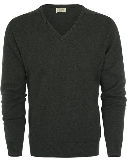 William Lockie V-Ausschnitt-Pullover aus Lammwolle | Seetang