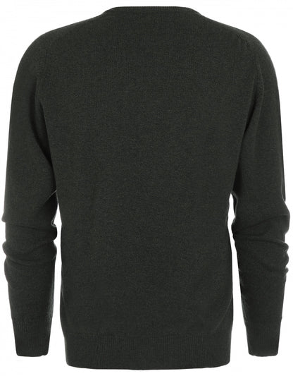 William Lockie V-Ausschnitt-Pullover aus Lammwolle | Seetang