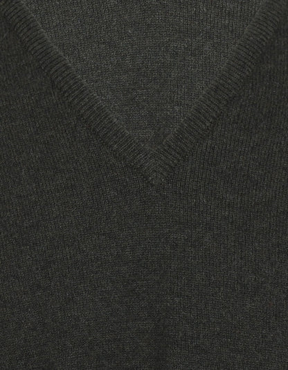 William Lockie V-Ausschnitt-Pullover aus Lammwolle | Seetang