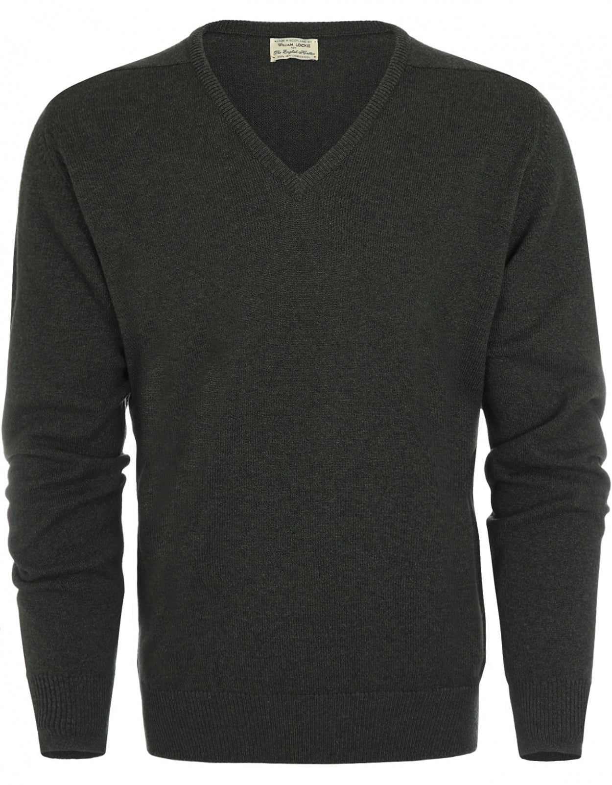 William Lockie V-Ausschnitt-Pullover aus Lammwolle | Seetang