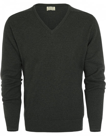 William Lockie V-Ausschnitt-Pullover aus Lammwolle | Seetang