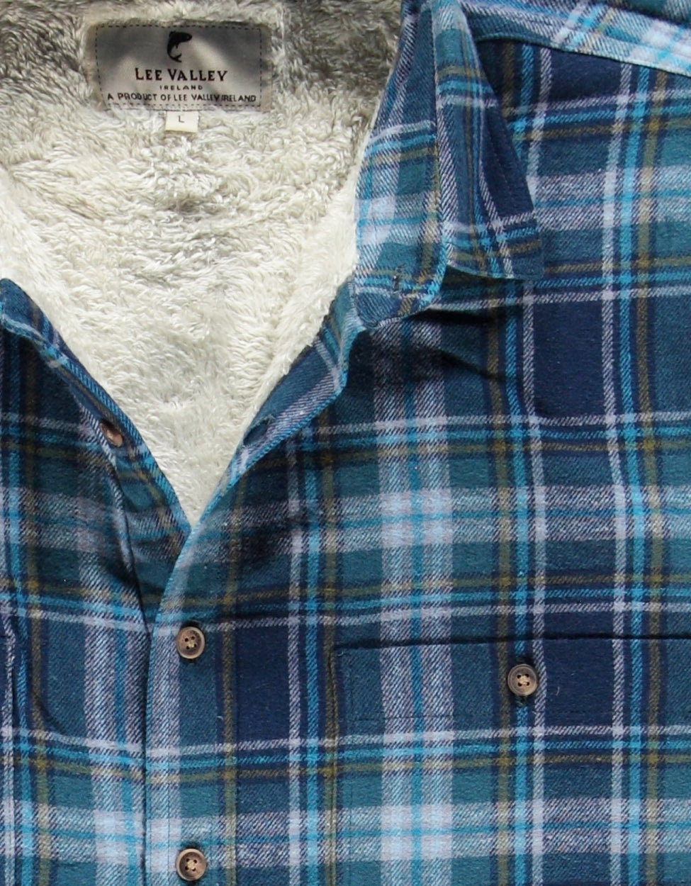 Fleece Lined Shirt | Blauw melange ruit