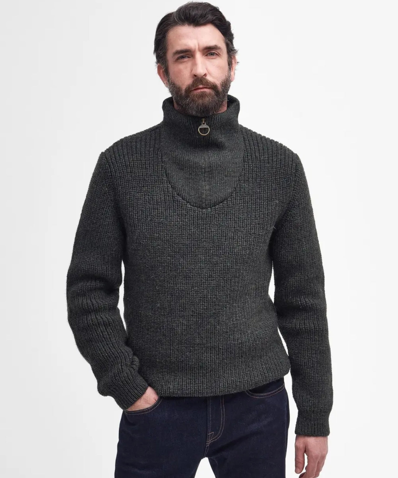 Barbour New Tyne Half Zip Jumper | Green