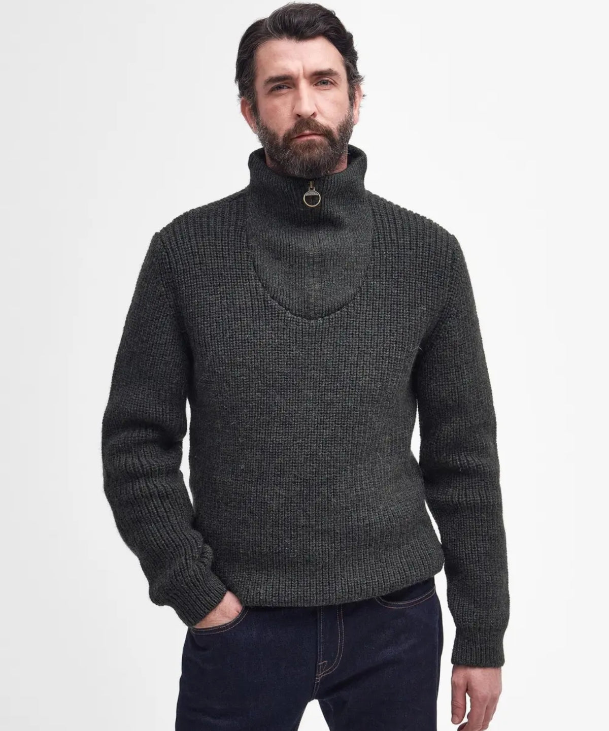 Barbour New Tyne Half Zip Jumper | Green